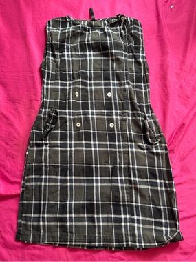 Girls Black and White Plaid Casual Dress